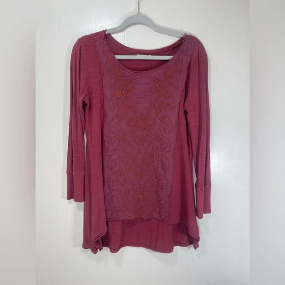 Caite by Anthropologie Cotton Embroidered High Low Hem Pullover Top Tunic Size S - Picture 1 of 11